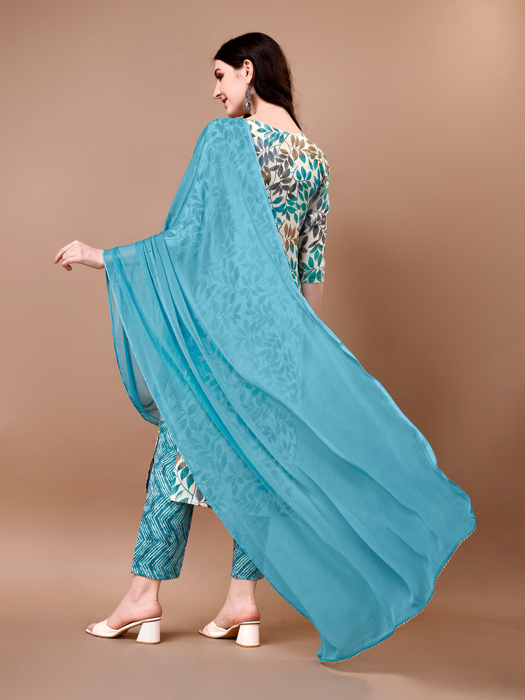 Floral Printed Kurta With Pant & Dupatta, Multicolor - Hiral Fashion