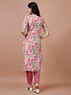 Floral Printed Kurta With Pant & Dupatta, Multicolor - Hiral Fashion