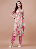 Floral Printed Kurta With Pant & Dupatta, Multicolor - Hiral Fashion