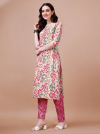 Floral Printed Kurta With Pant & Dupatta, Multicolor - Hiral Fashion