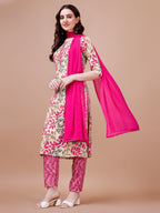 Floral Printed Kurta With Pant & Dupatta, Multicolor - Hiral Fashion