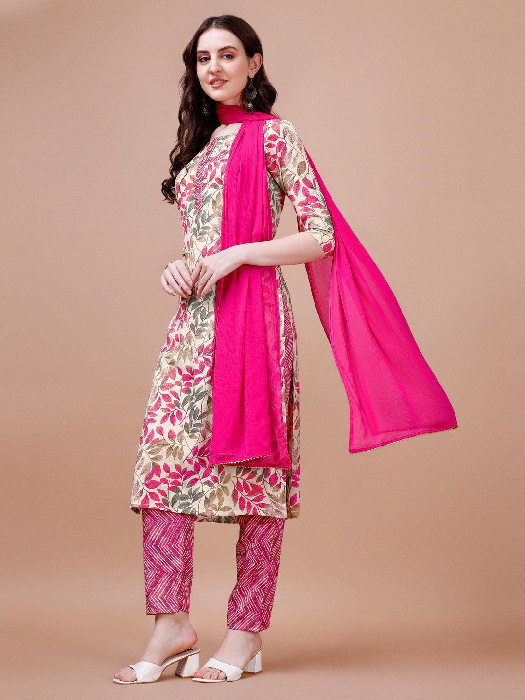Floral Printed Kurta With Pant & Dupatta, Multicolor - Hiral Fashion