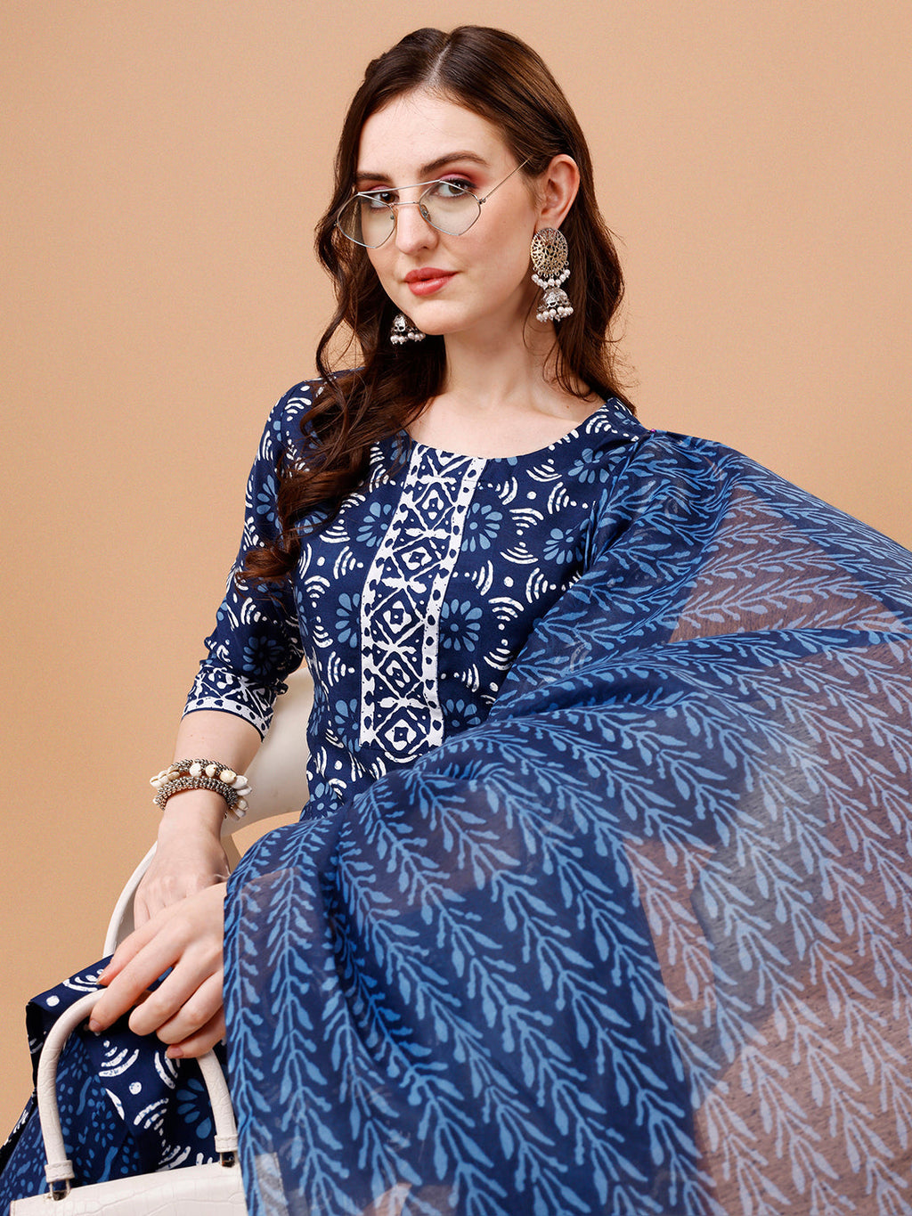 Printed Rayon Kurta With Pant & Dupatta, Multicolor - Hiral Fashion - Distacart