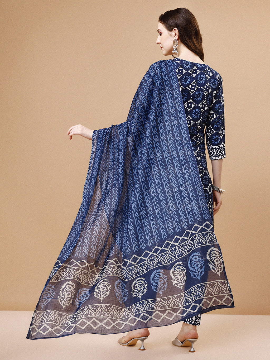 Printed Rayon Kurta With Pant & Dupatta, Multicolor - Hiral Fashion - Distacart
