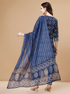 Printed Rayon Kurta With Pant & Dupatta, Multicolor - Hiral Fashion - Distacart