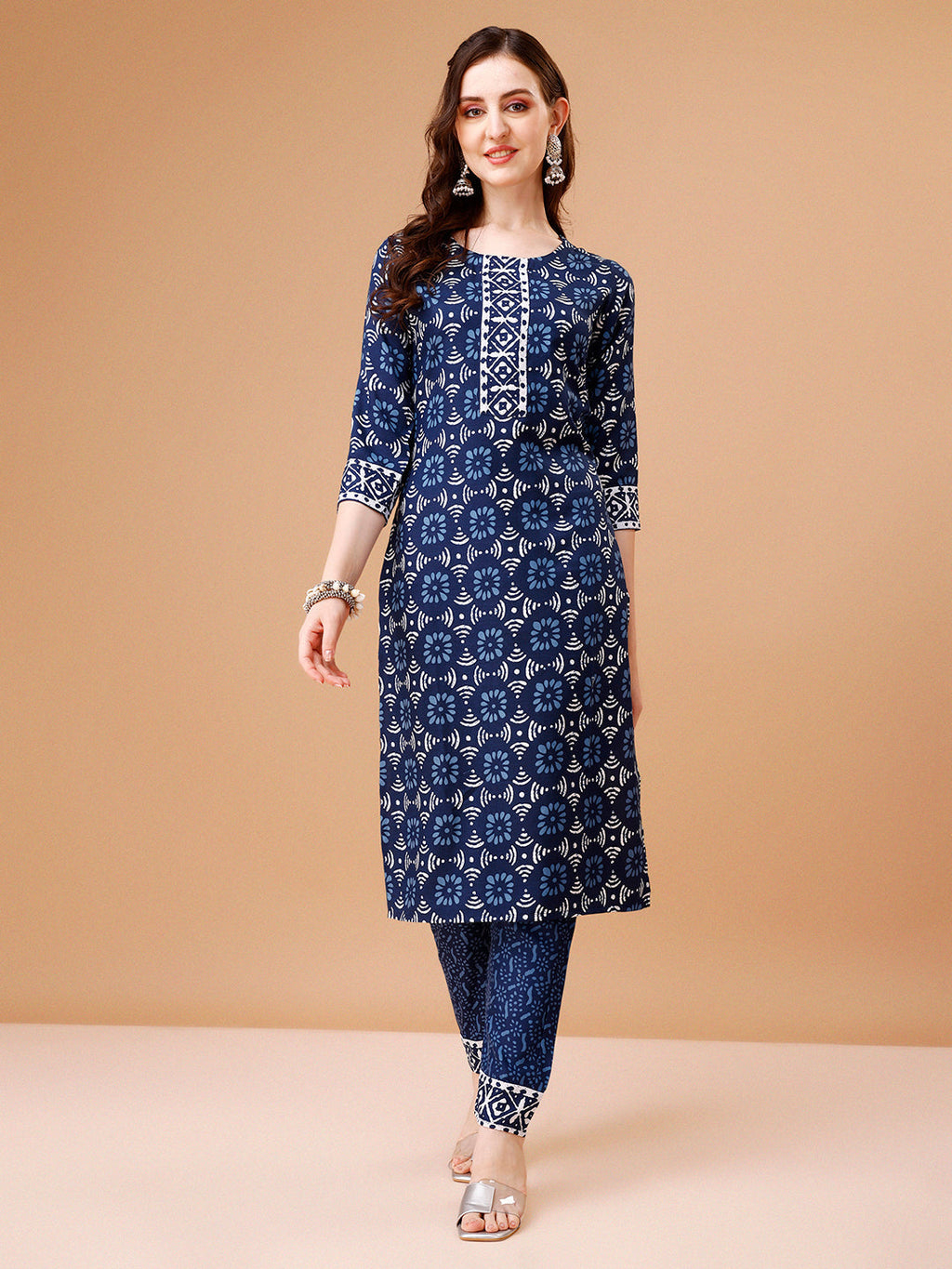 Printed Rayon Kurta With Pant & Dupatta, Multicolor - Hiral Fashion - Distacart