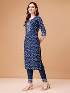 Printed Rayon Kurta With Pant & Dupatta, Multicolor - Hiral Fashion - Distacart