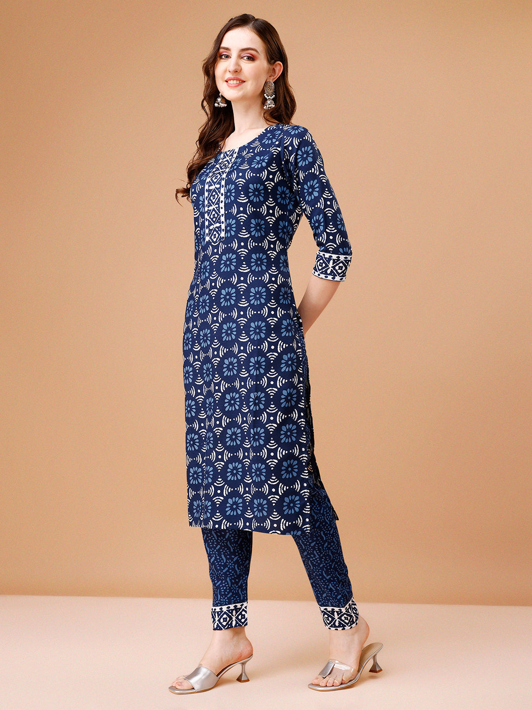Printed Rayon Kurta With Pant & Dupatta, Multicolor - Hiral Fashion - Distacart