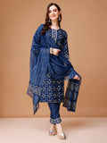 Printed Rayon Kurta With Pant & Dupatta, Multicolor - Hiral Fashion - Distacart
