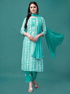Bandhani Printed Cotton Kurta With Pant & Dupatta, Multicolor - Hiral Fashion - Distacart