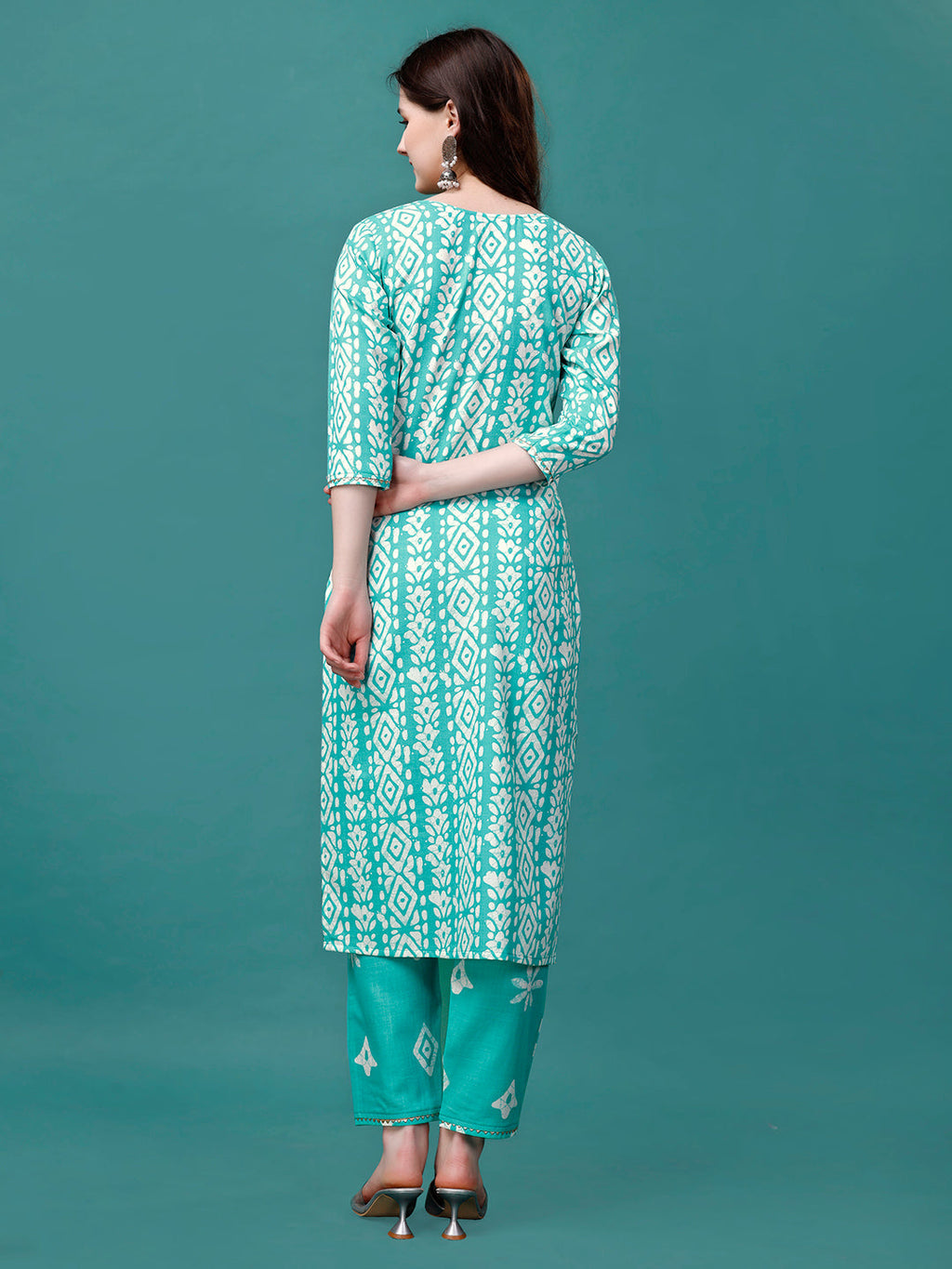 Bandhani Printed Cotton Kurta With Pant & Dupatta, Multicolor - Hiral Fashion - Distacart