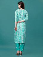 Bandhani Printed Cotton Kurta With Pant & Dupatta, Multicolor - Hiral Fashion - Distacart