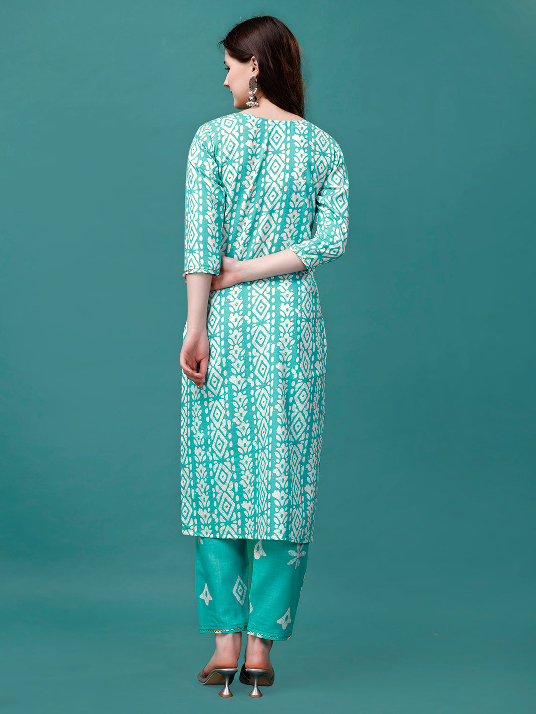 Bandhani Printed Cotton Kurta With Pant & Dupatta, Multicolor - Hiral Fashion - Distacart