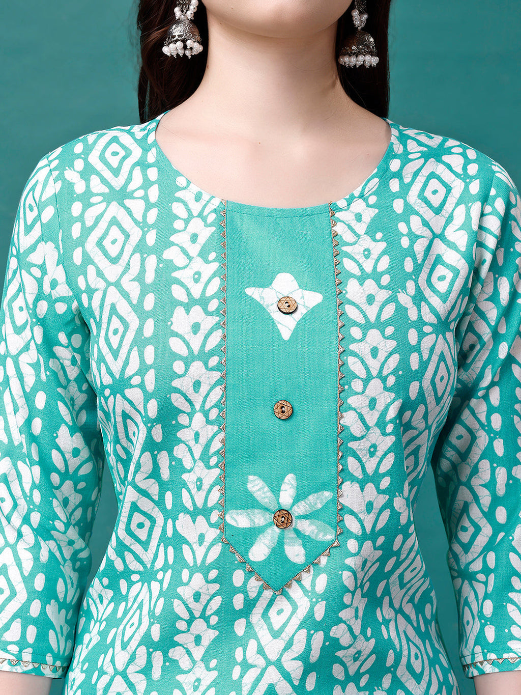 Bandhani Printed Cotton Kurta With Pant & Dupatta, Multicolor - Hiral Fashion - Distacart