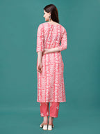 Bandhani Printed Cotton Kurta With Pant & Dupatta, Multicolor - Hiral Fashion - Distacart
