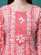 Bandhani Printed Cotton Kurta With Pant & Dupatta, Multicolor - Hiral Fashion - Distacart