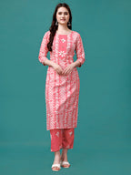 Bandhani Printed Cotton Kurta With Pant & Dupatta, Multicolor - Hiral Fashion - Distacart