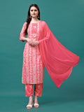 Bandhani Printed Cotton Kurta With Pant & Dupatta, Multicolor - Hiral Fashion - Distacart