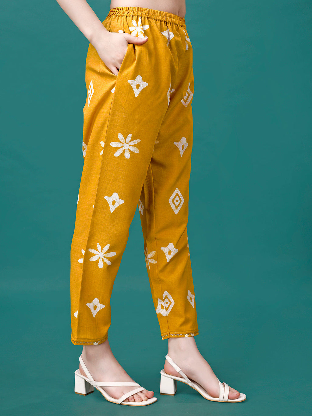 Bandhani Printed Cotton Kurta With Pant & Dupatta, Multicolor - Hiral Fashion - Distacart