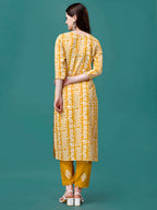 Bandhani Printed Cotton Kurta With Pant & Dupatta, Multicolor - Hiral Fashion - Distacart