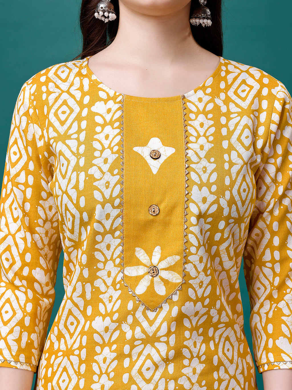Bandhani Printed Cotton Kurta With Pant & Dupatta, Multicolor - Hiral Fashion - Distacart