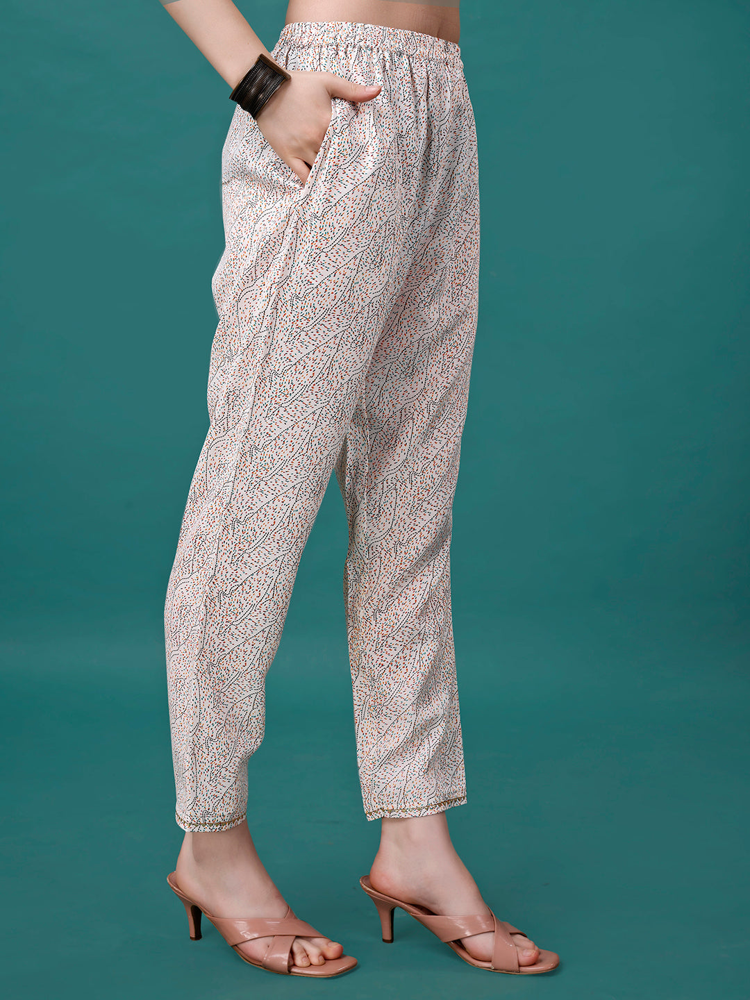 Embroidered & Printed Multicolor Kurta With Pant & Printed Dupatta, Multicolor - Hiral Fashion - Distacart