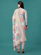 Embroidered & Printed Multicolor Kurta With Pant & Printed Dupatta, Multicolor - Hiral Fashion - Distacart