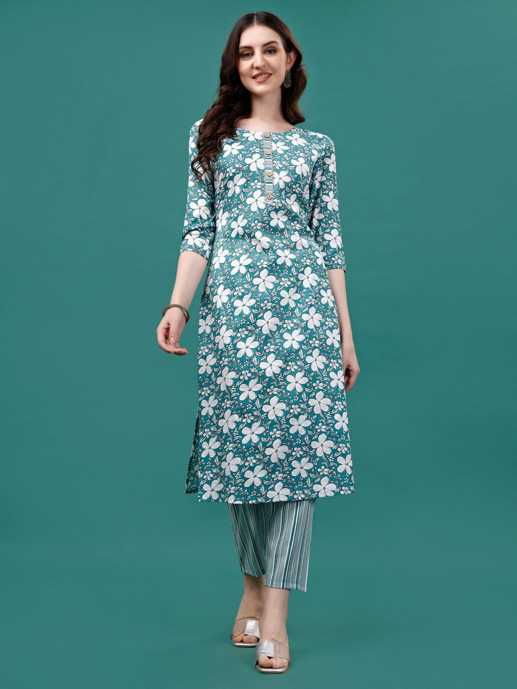 Floral Printed Casual Wear Kurta With Pant & Dupatta, Multicolor - Hiral Fashion - Distacart