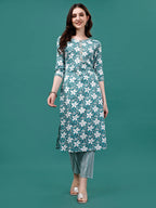 Floral Printed Casual Wear Kurta With Pant & Dupatta, Multicolor - Hiral Fashion - Distacart