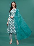 Floral Printed Casual Wear Kurta With Pant & Dupatta, Multicolor - Hiral Fashion - Distacart