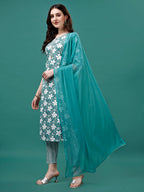Floral Printed Casual Wear Kurta With Pant & Dupatta, Multicolor - Hiral Fashion - Distacart