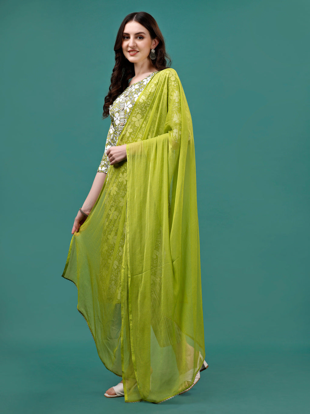 Floral Printed Casual Wear Kurta With Pant & Dupatta, Multicolor - Hiral Fashion - Distacart