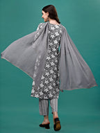 Floral Printed Casual Wear Kurta With Pant & Dupatta, Multicolor - Hiral Fashion - Distacart