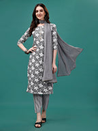 Floral Printed Casual Wear Kurta With Pant & Dupatta, Multicolor - Hiral Fashion - Distacart