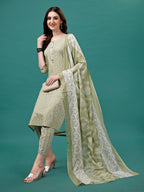 Floral Printed Casual Wear Kurta With Pant & Dupatta, Multicolor - Hiral Fashion