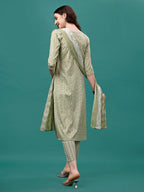 Floral Printed Casual Wear Kurta With Pant & Dupatta, Multicolor - Hiral Fashion