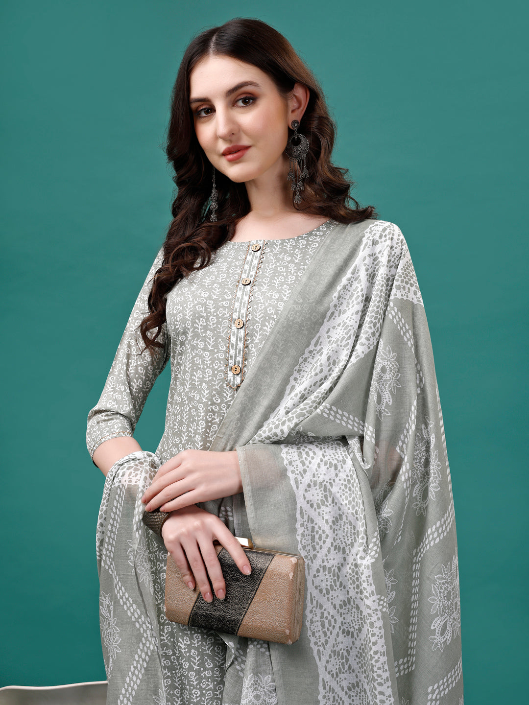 Floral Printed Casual Wear Kurta With Pant & Dupatta, Multicolor - Hiral Fashion