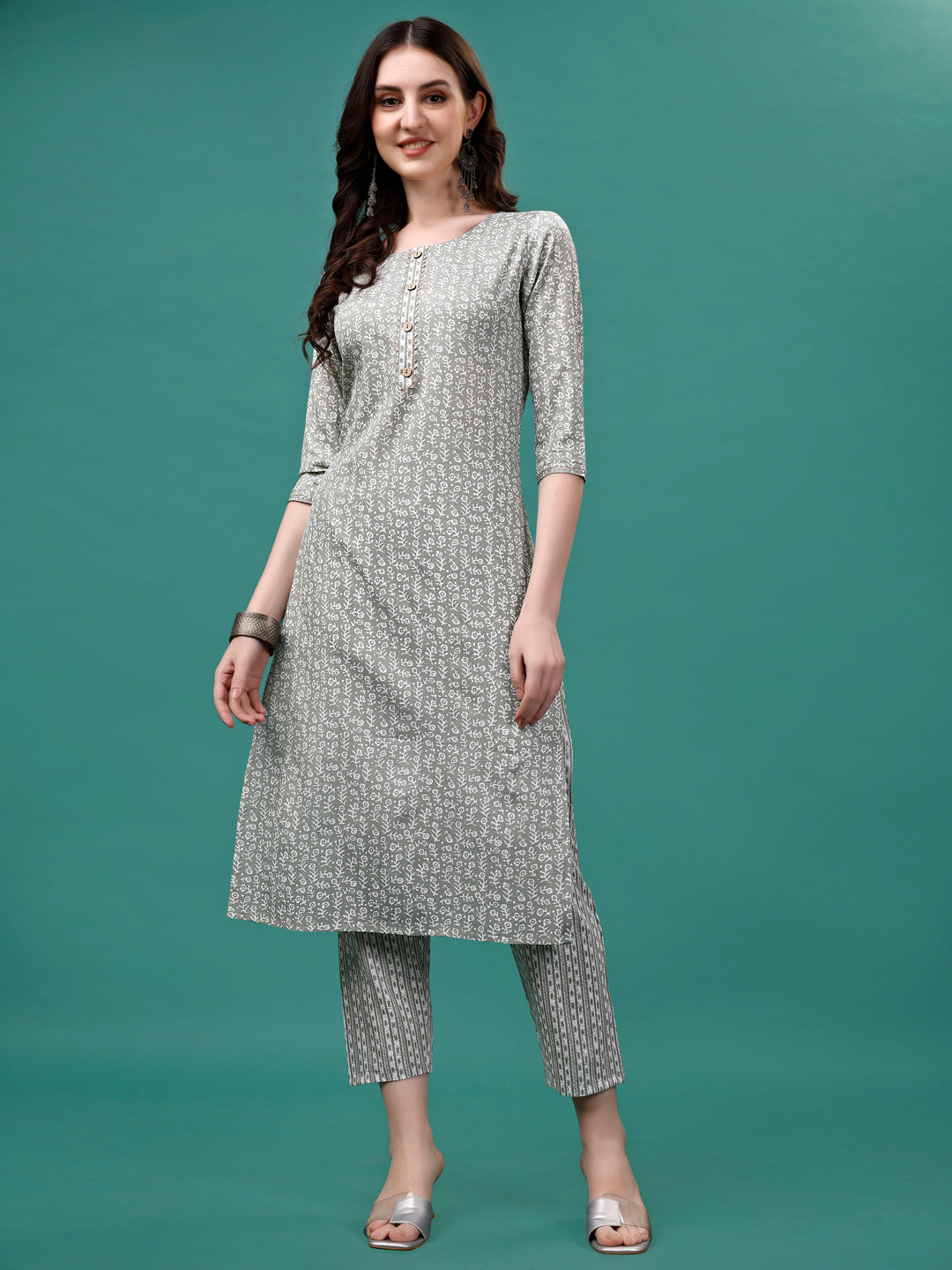 Floral Printed Casual Wear Kurta With Pant & Dupatta, Multicolor - Hiral Fashion