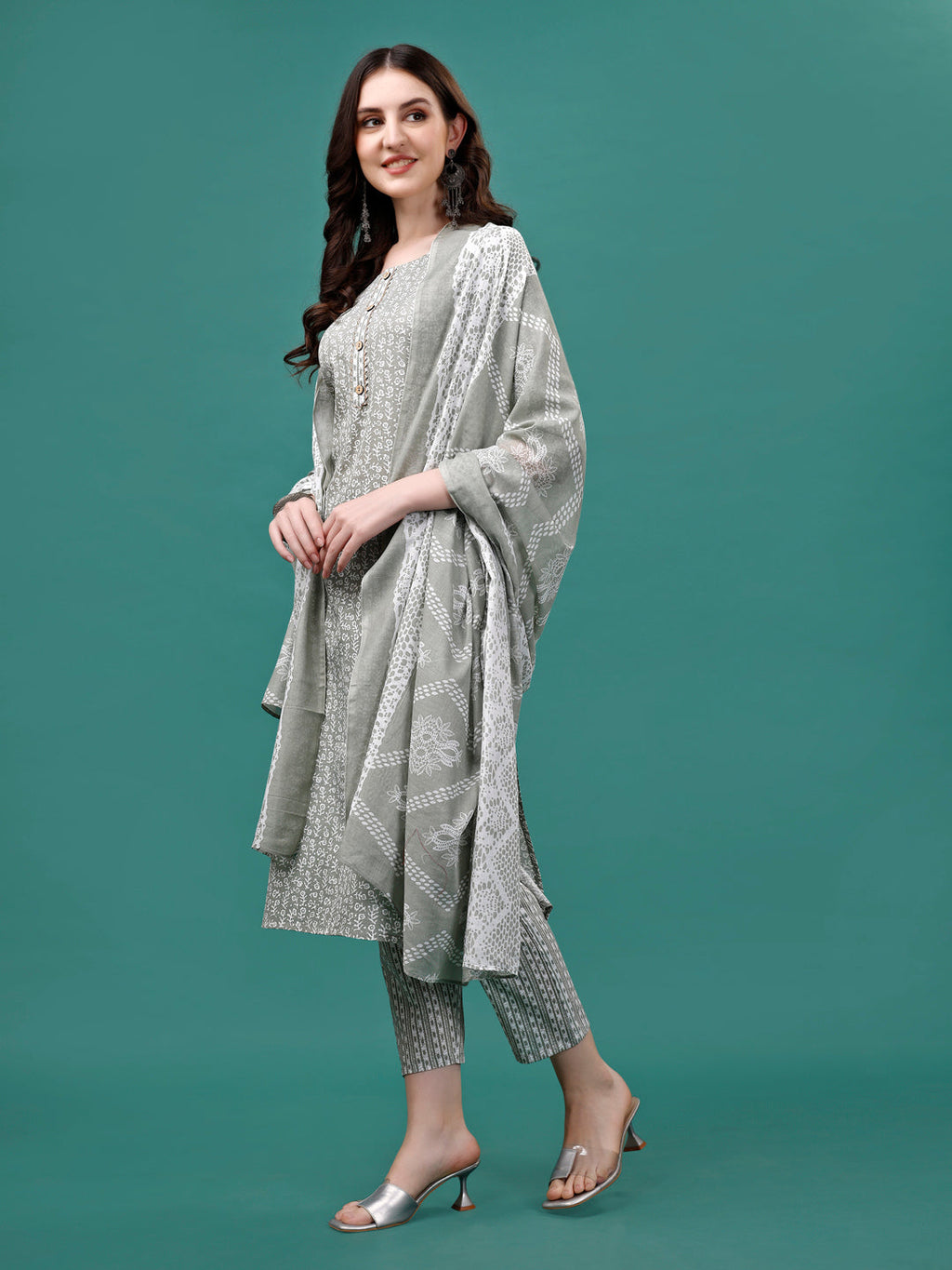 Floral Printed Casual Wear Kurta With Pant & Dupatta, Multicolor - Hiral Fashion