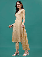Floral Printed Casual Wear Kurta With Pant & Dupatta, Multicolor - Hiral Fashion