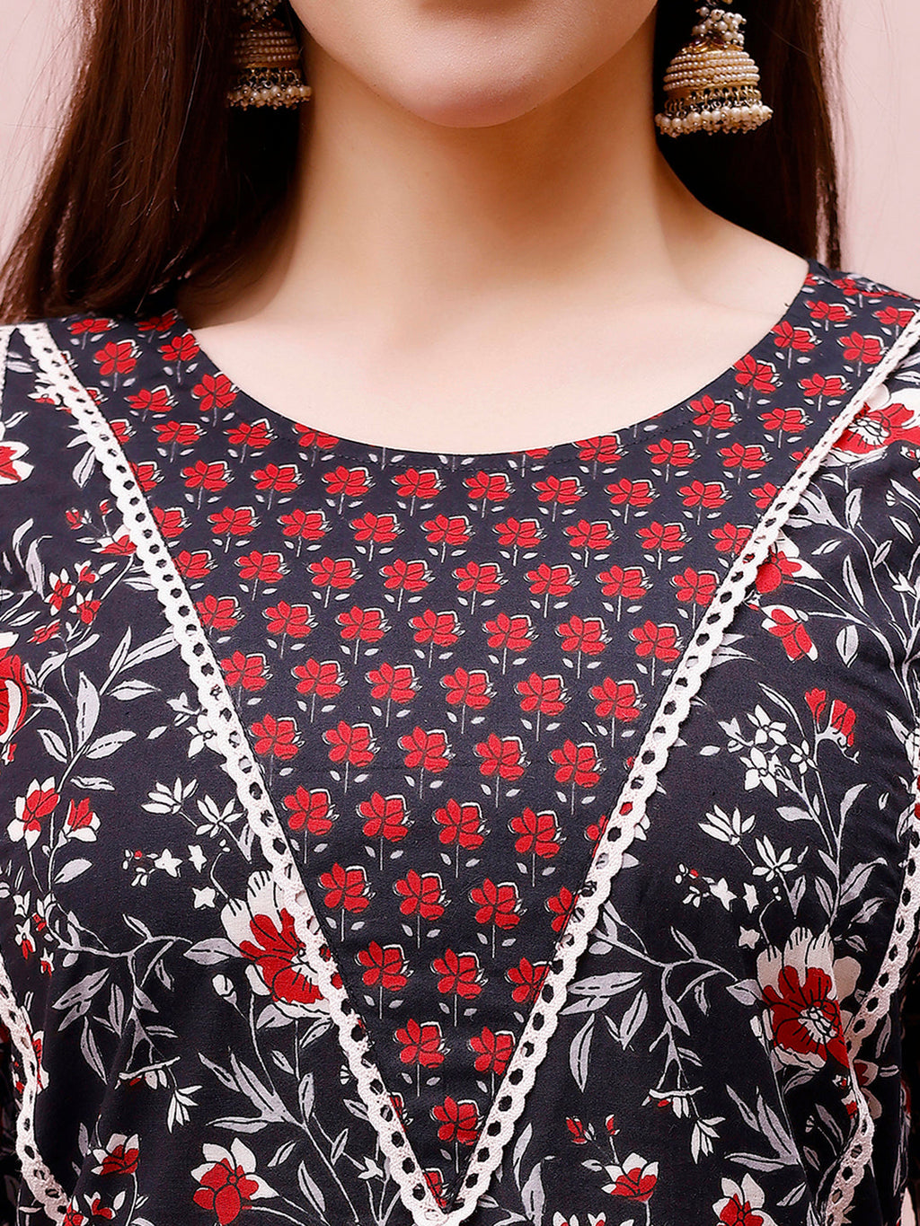 Floral Printed Kurta With Pant & Dupatta, Multicolor - Hiral Fashion - Distacart