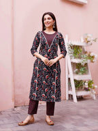 Floral Printed Kurta With Pant & Dupatta, Multicolor - Hiral Fashion - Distacart