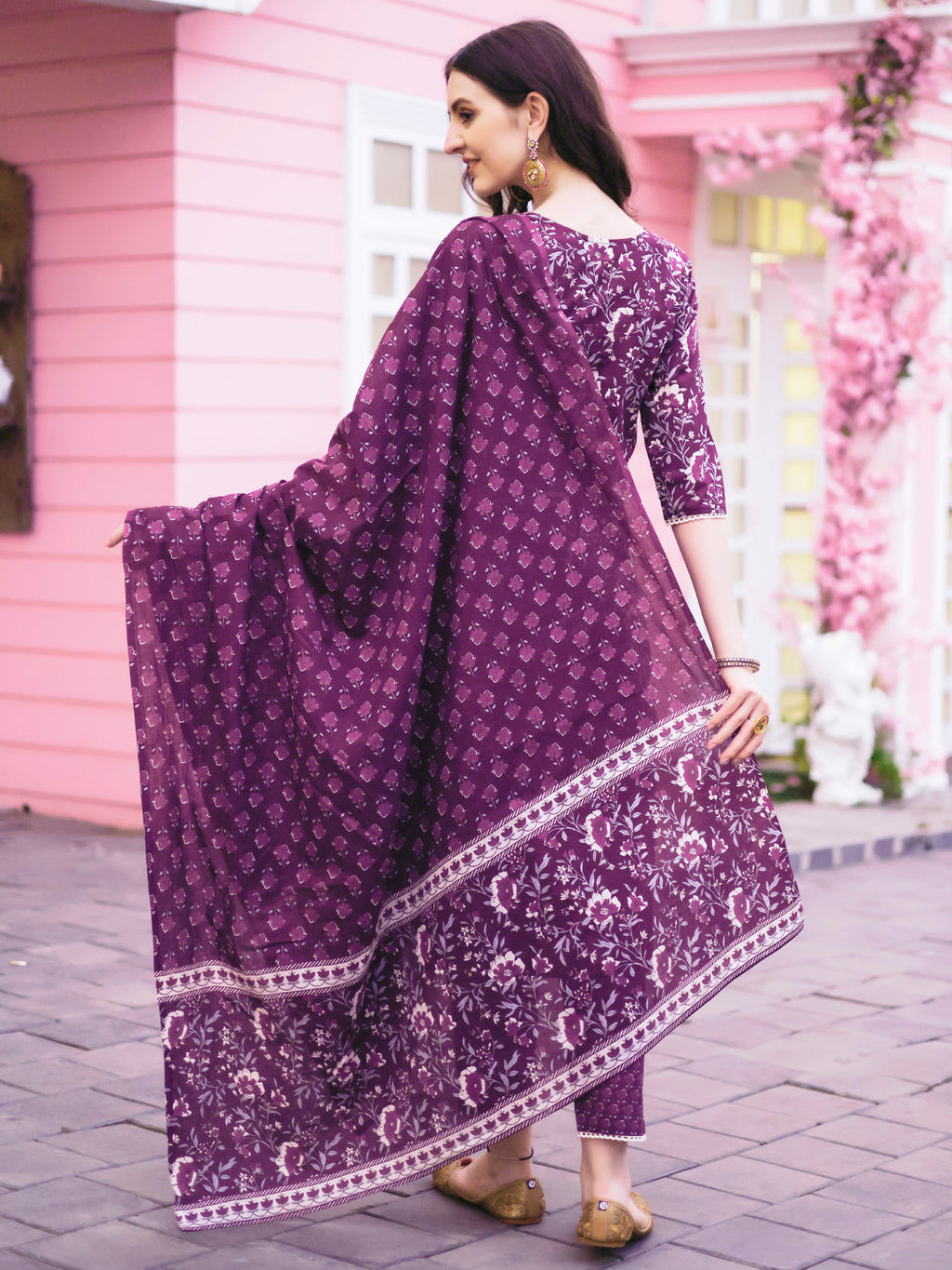 Floral Printed Kurta With Pant & Dupatta, Multicolor - Hiral Fashion - Distacart