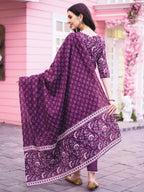 Floral Printed Kurta With Pant & Dupatta, Multicolor - Hiral Fashion - Distacart