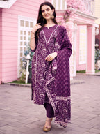 Floral Printed Kurta With Pant & Dupatta, Multicolor - Hiral Fashion - Distacart