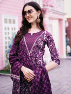Floral Printed Kurta With Pant & Dupatta, Multicolor - Hiral Fashion - Distacart