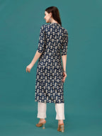 Ethnic Motifs Printed Front Buttoned Rayon Kurta, Multicolor - Hiral Fashion - Distacart