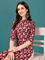 Ethnic Motifs Printed Front Buttoned Rayon Kurta, Multicolor - Hiral Fashion - Distacart