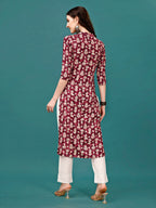 Ethnic Motifs Printed Front Buttoned Rayon Kurta, Multicolor - Hiral Fashion - Distacart