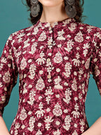 Ethnic Motifs Printed Front Buttoned Rayon Kurta, Multicolor - Hiral Fashion - Distacart